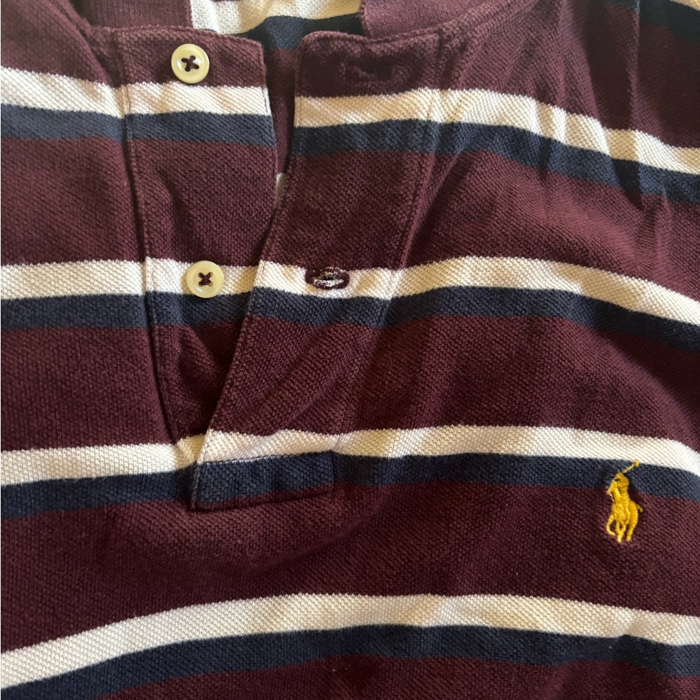 Ralph Lauren Maroon Striped Polo Shirt